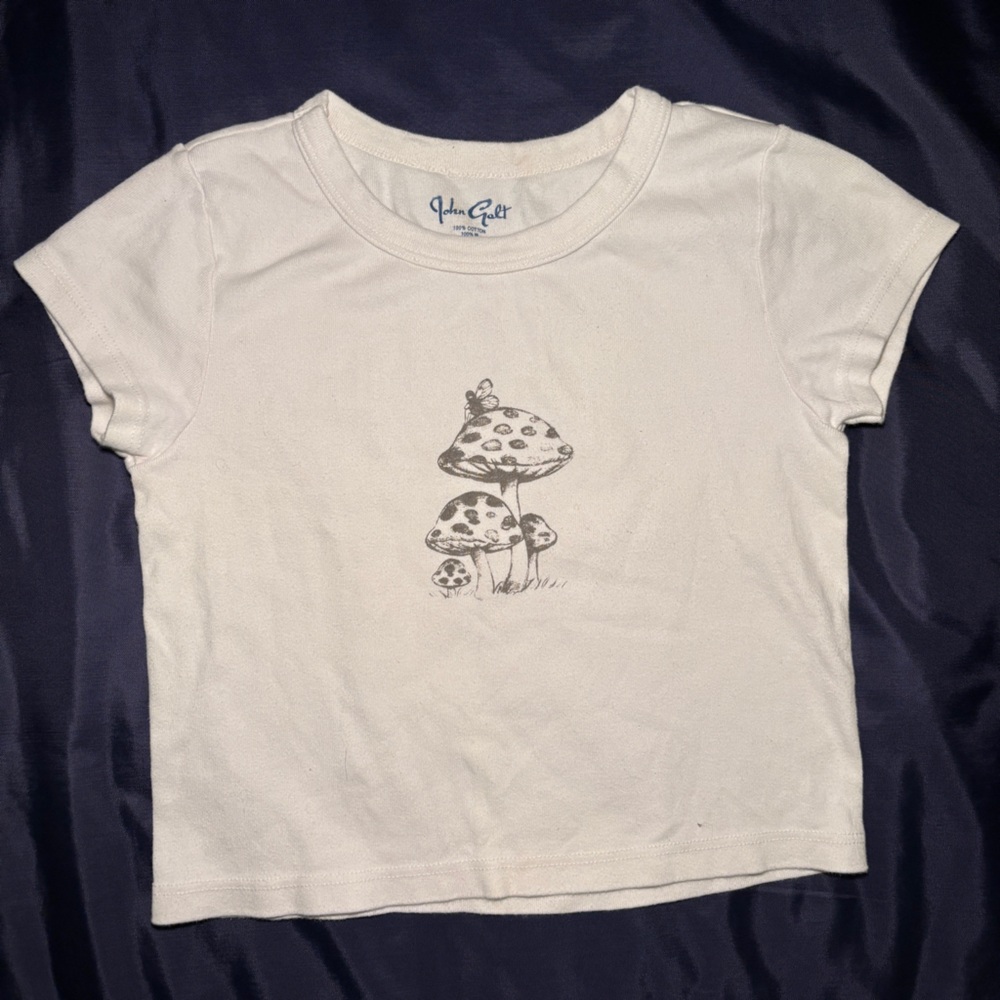 Brandy Melville John Galt Mushroom Crop Tee